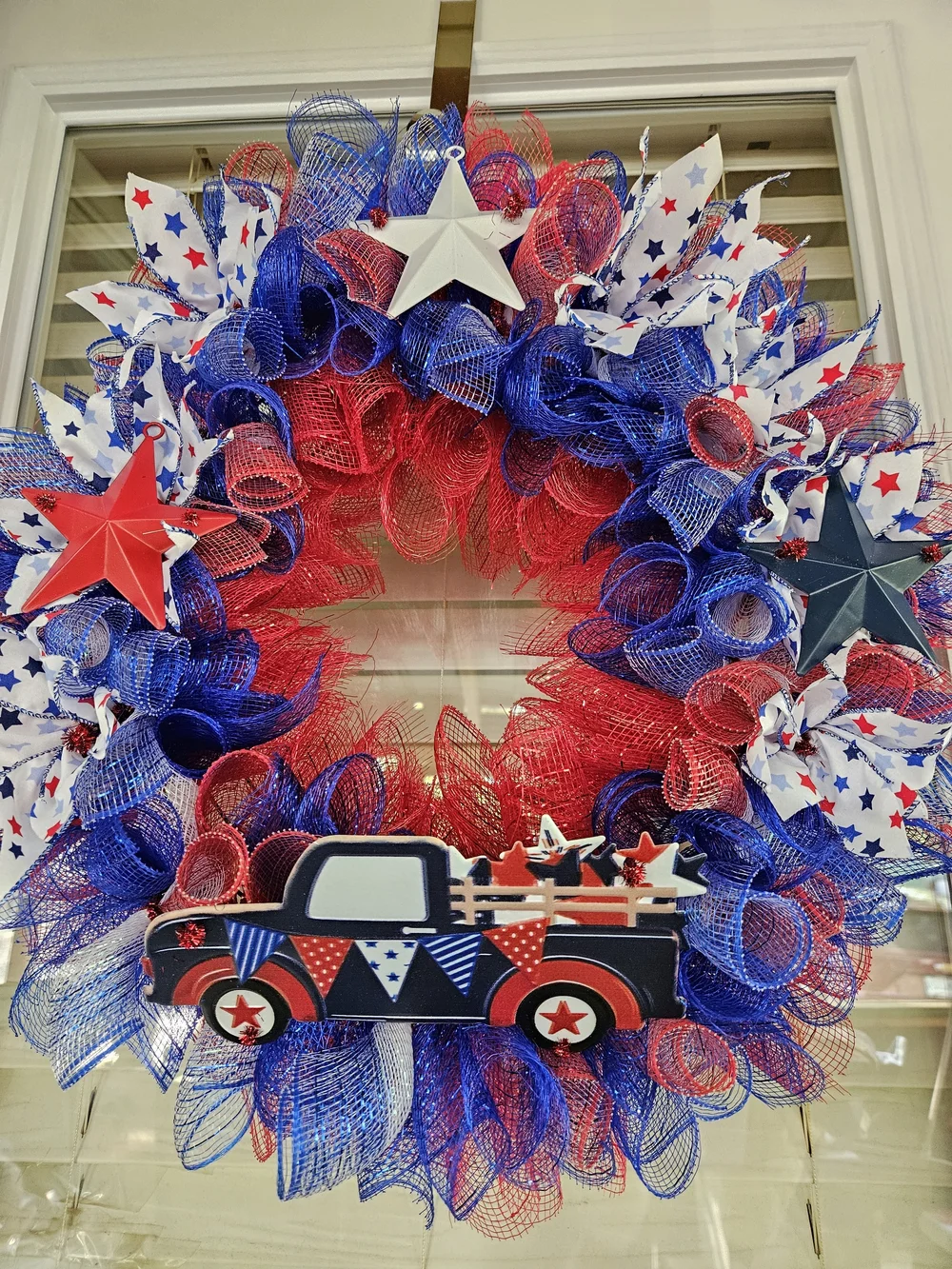 Handmade Patriotic Red, White & Blue Wreath - Americana Door Decor